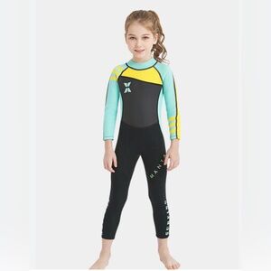 Dive & Sail Kids Full Wetsuit Teal Yellow Black Size XL 130/64 Surf